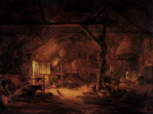 Barn Interior by Isaack Van Ostade - Oil Painting Reproduction