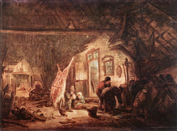 Main Product Photo of Pig-Killing Painting by Isaack Van Ostade