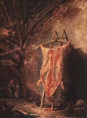 The Cut Pig painting by Isaack Van Ostade