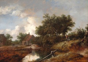 Path Leading to Farms by a Wooded Brook by Isaack Van Ruisdael Oil Painting