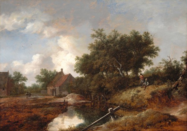 Main Product Photo of Path Leading to Farms by a Wooded Brook  Painting by Isaack Van Ruisdael