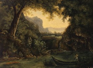 River Landscape with Nude Mariner by Isaak Furstenberger Oil Painting