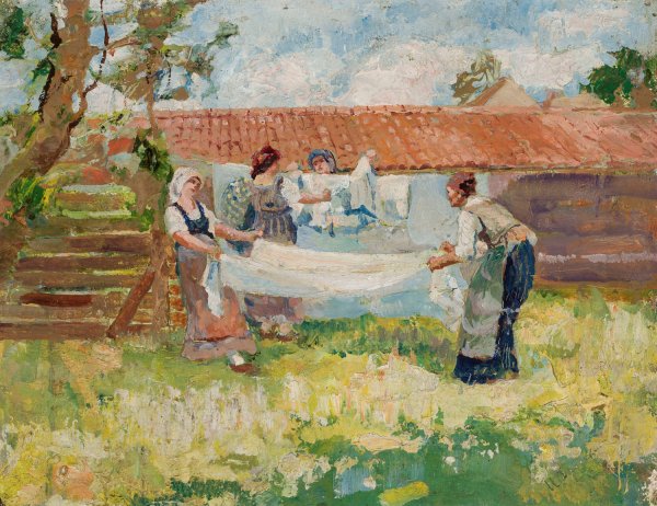 Laundresses  by Isaak Izrailevich Brodsky - Hand-Painted Oil Painting Reproduction