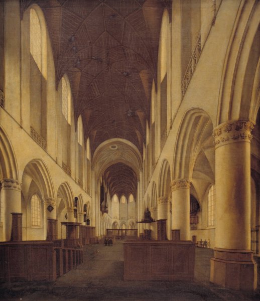 Main Product Photo of Interior Of St Bavo Church In Haarlem. View From The Nave Towards The Choir  Painting by Isaak Van Nickelen