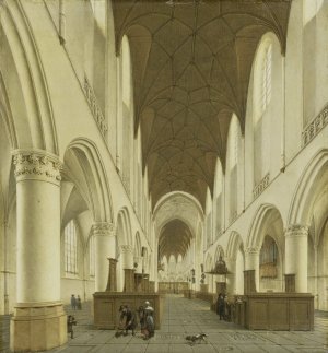 The interior of Saint Bavo's Church in Haarlem by Isaak Van Nickelen Oil Painting