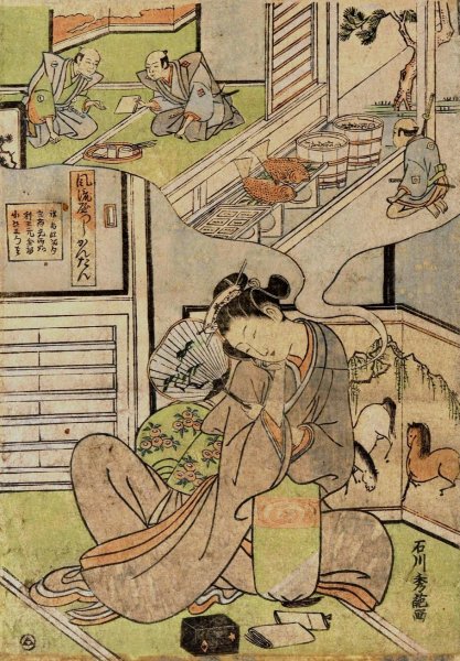 Young Geisha's Dream  by Ishikawa Toyonobu - Hand-Painted Oil Painting Reproduction