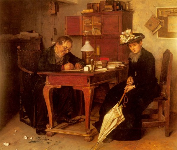 Main Product Photo of A Business Transaction Painting by Isidor Kaufmann