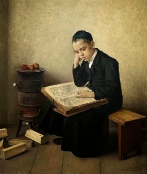 A Difficult Passage in the Talmud by Isidor Kaufmann - Oil Painting Reproduction