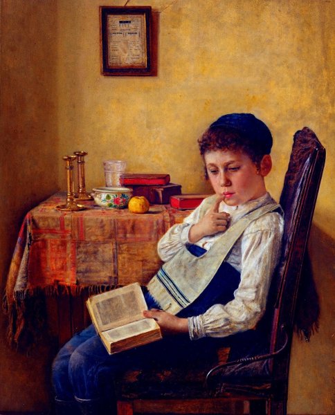 A Yeshiva Boy by Isidor Kaufmann - Hand-Painted Oil Painting Reproduction