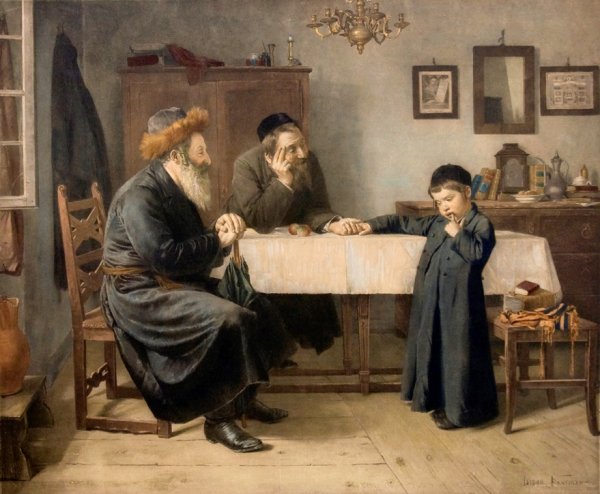 Main Product Photo of At the Rabbi's House Painting by Isidor Kaufmann