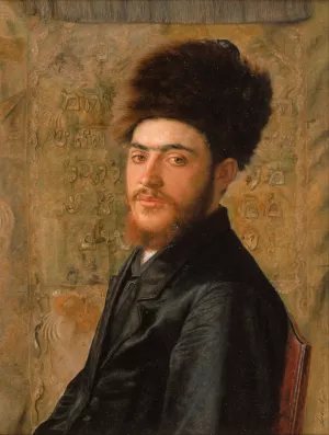 Man With Fur Hat by Isidor Kaufmann Oil Painting