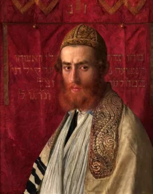 Portrait of a Rabbi Wearing a Kittel and Tallith painting by Isidor Kaufmann