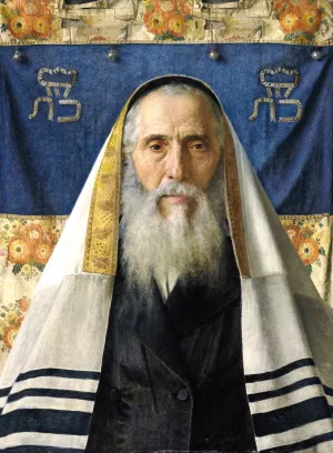 Portrait of a Rabbi with a Prayer Shawl by Isidor Kaufmann - Oil Painting Reproduction