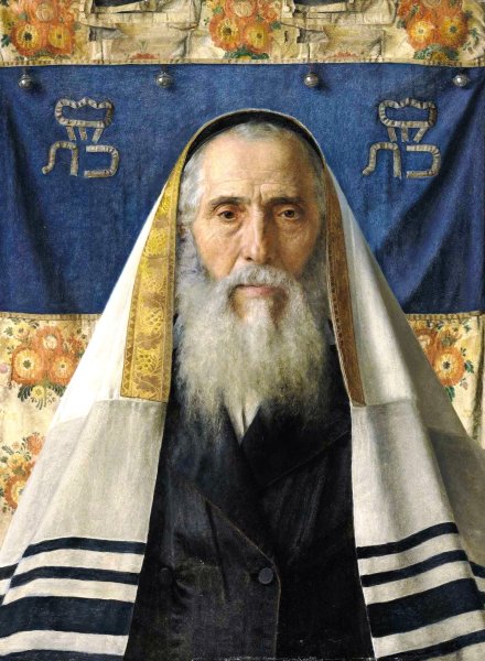 Portrait of a Rabbi with a Prayer Shawl by Isidor Kaufmann - Hand-Painted Oil Painting Reproduction