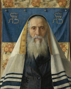 Portrait Of A Rabbi With Prayer Shawl by Isidor Kaufmann Oil Painting