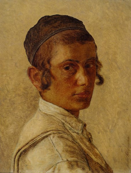 Portrait of a Young Orthodox Boy by Isidor Kaufmann - Hand-Painted Oil Painting Reproduction