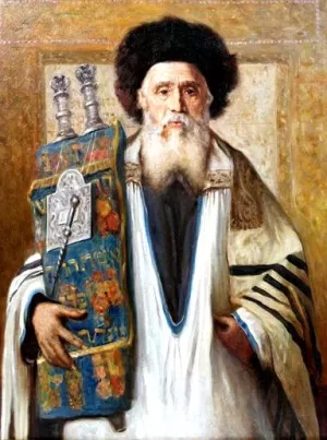 Rabbi with Torah by Isidor Kaufmann Oil Painting