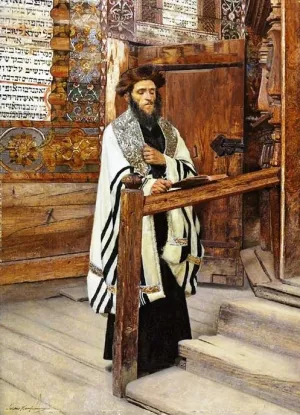 Reading Rabbi in the Courts of the Temple by Isidor Kaufmann Oil Painting