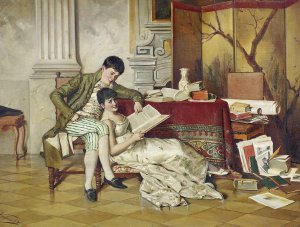 The Flirtatious Tutor by Isidor Kaufmann Oil Painting