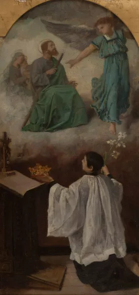 Saint Louis de Gonzague en contemplation devant les vertus de Jesus ou La vision de saint Louis de Gonzague Oil painting by Isidore Patrois