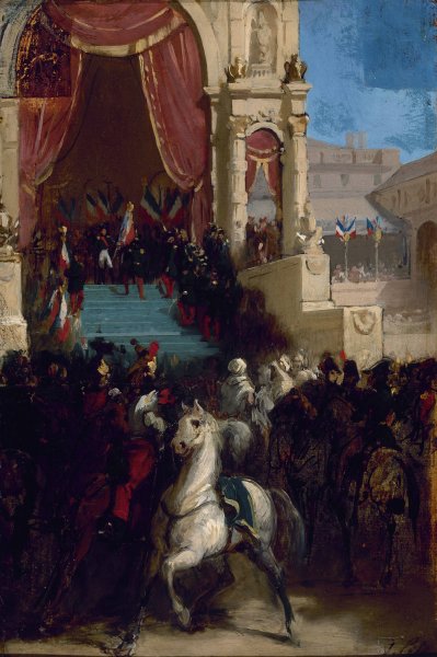 Distribution des aigles et la benediction des drapeaux, le 10 mai 1852, au Champ-de-Mars  by Isidore Pils - Hand-Painted Oil Painting Reproduction
