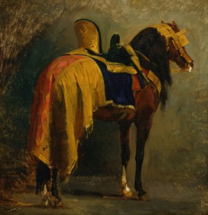 Horse caparisoned by Isidore Pils Oil Painting