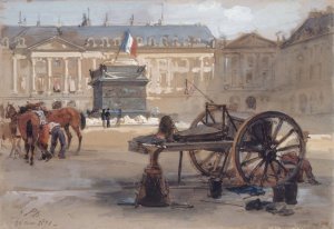 La place Vendome apres le renversement de la colonne by Isidore Pils Oil Painting