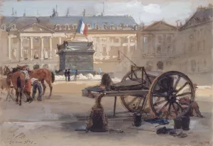 La place Vendome apres le renversement de la colonne by Isidore Pils Oil Painting