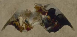 Minerve combattant la Force brutale devant l'Olympe reuni by Isidore Pils Oil Painting