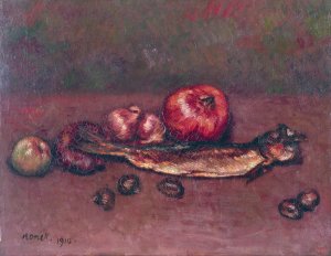 Still Life with Onions and Herring by Isidre Nonell Oil Painting