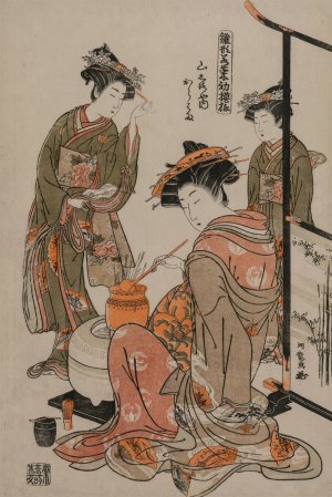 The Courtesan Karahama of Yamashiroya Performing the Tea Ceremony by Isoda Koryusai Oil Painting