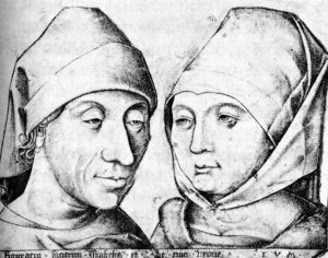 The Artist and His Wife Ida by Israhel Van Meckenem The Younger Oil Painting