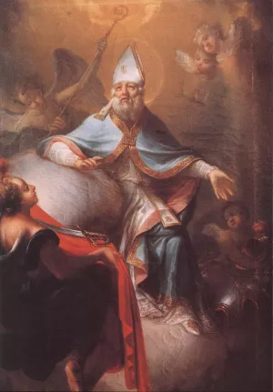 St Martin in Glory Oil painting by Istvan Dorffmeister