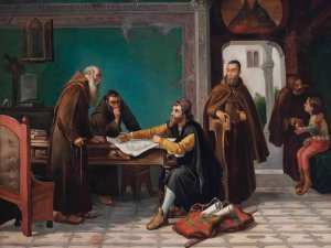 Christopher Columbus at the Monastery of Rabida by Italian School Oil Painting