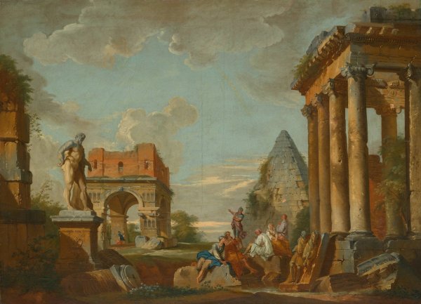 Classical Landscape  by Italian School - Hand-Painted Oil Painting Reproduction