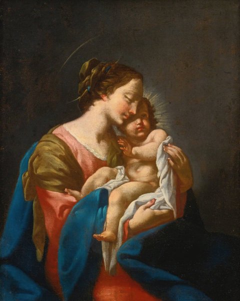 Madonna and Child by Italian School - Hand-Painted Oil Painting Reproduction