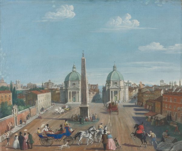 Main Product Photo of Rome, A View Of The Piazza Del Popolo  Painting by Italian School