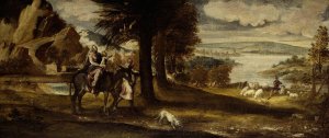 The Flight into Egypt by Italian School Oil Painting