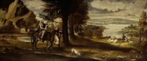 The Flight into Egypt by Italian School Oil Painting