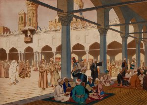 Courtyard of the Al-Azhar Mosque and University, Cairo by Ivan Bilibin Oil Painting