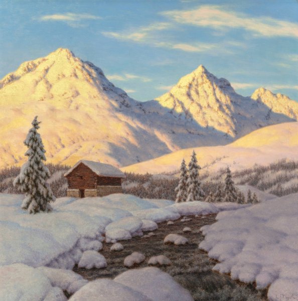 Snowy Sunrise  by Ivan Choultse - Hand-Painted Oil Painting Reproduction