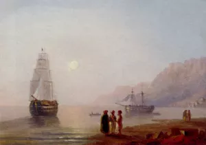 A Conversation On The Shore, Dusk Oil painting by Ivan Konstantinovich Aivazovsky