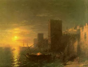 A Lunar Night in Constantinople by Ivan Konstantinovich Aivazovsky Oil Painting