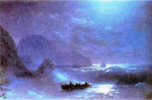 A Lunar Night on a Sea painting by Ivan Konstantinovich Aivazovsky