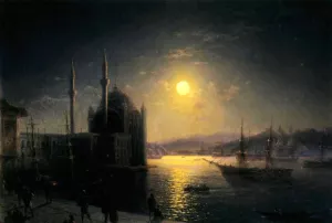 A Lunar Night on the Bosphorus by Ivan Konstantinovich Aivazovsky Oil Painting