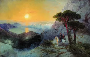 A. Pushkin at the Top of the Ai-Petri at Sunrise painting by Ivan Konstantinovich Aivazovsky