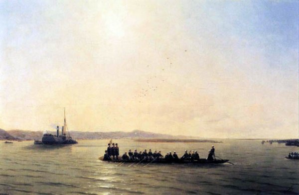 Alexander II Crossing the Danube by Ivan Konstantinovich Aivazovsky - Hand-Painted Oil Painting Reproduction