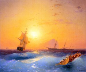 American Shipping Off the Rock of Gibraltar by Ivan Konstantinovich Aivazovsky Oil Painting