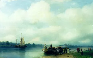 Arrival Peter the First on River Neva by Ivan Konstantinovich Aivazovsky - Oil Painting Reproduction