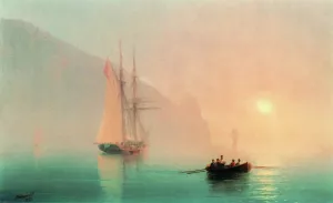 Ayu-Dag on a Foggy Day in 1853 by Ivan Konstantinovich Aivazovsky - Oil Painting Reproduction
